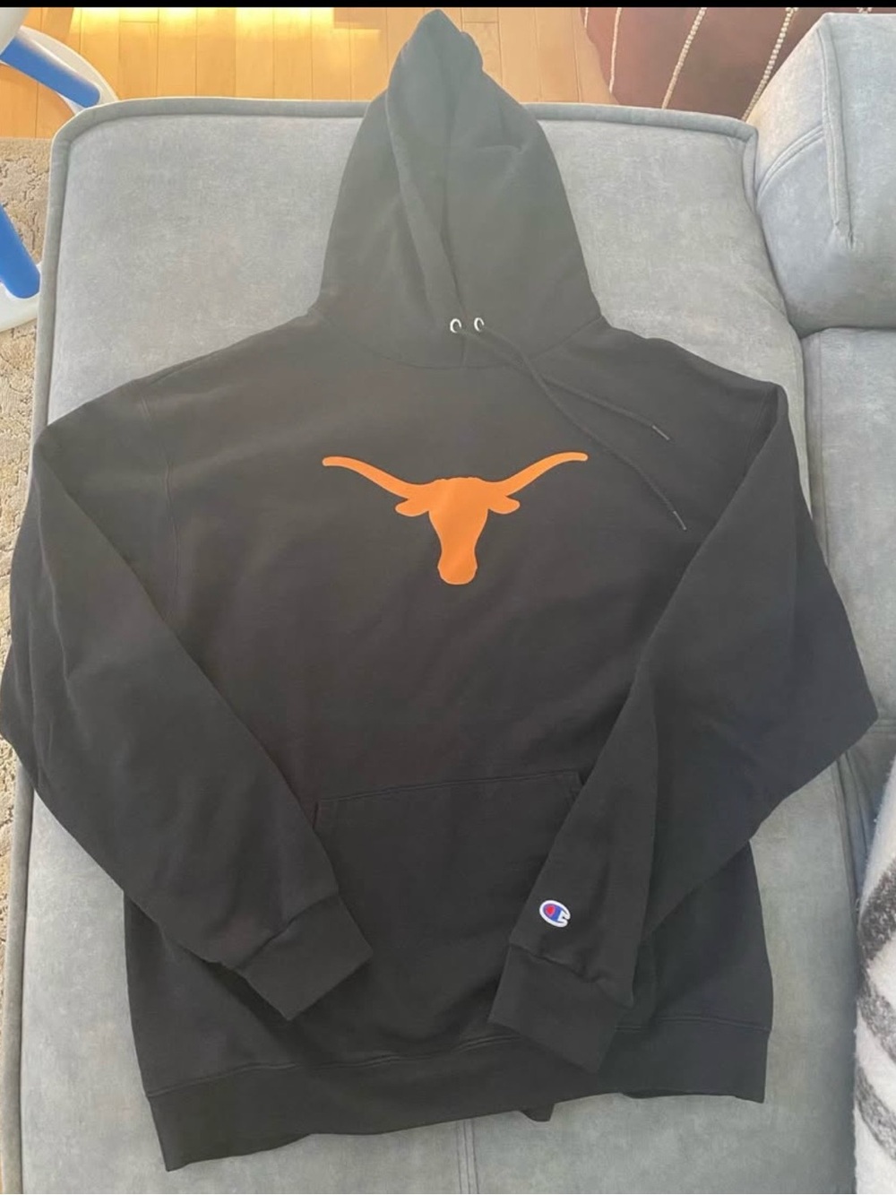 Champion Black University of Texas Hoodie with Orange Longhorn Graphic